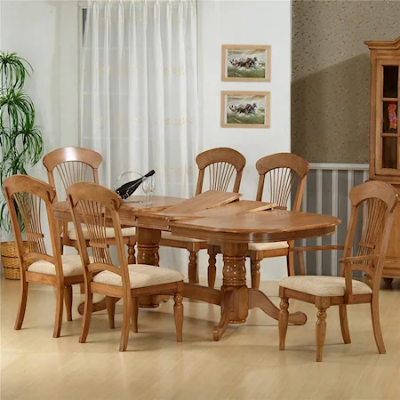 Oval Double Pedestal Dining Table With 4 Side Chairs and 2 Arm Chairs